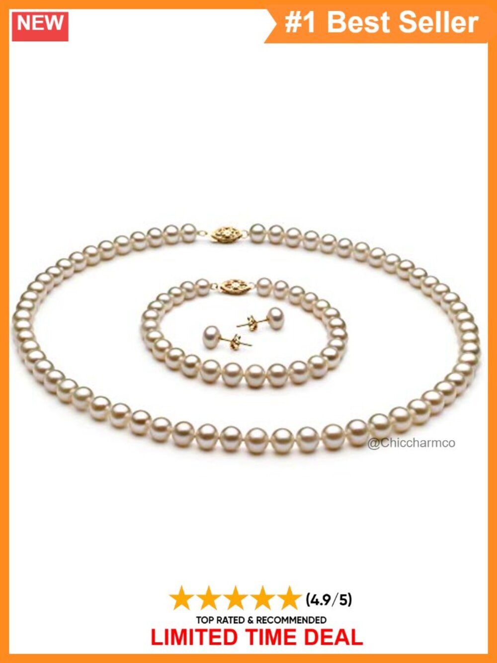 AA Freshwater Cultured Pearl Necklace Bracelet Set 6-7mm